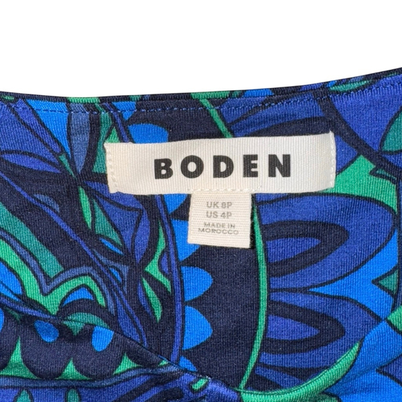 Boden Nancy Ponte Midi Dress Size 4P Blue Green Long Sleeve Bright Twist - Picture 8 of 10
